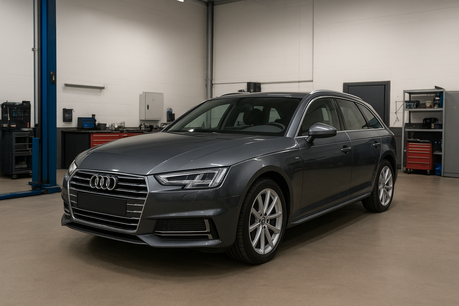 Audi A4 in werkplaats voor turbo reparatie